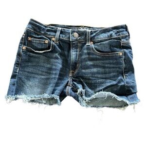 American Eagle Outfitters skinny Bermuda cut off dark wash denim shorts